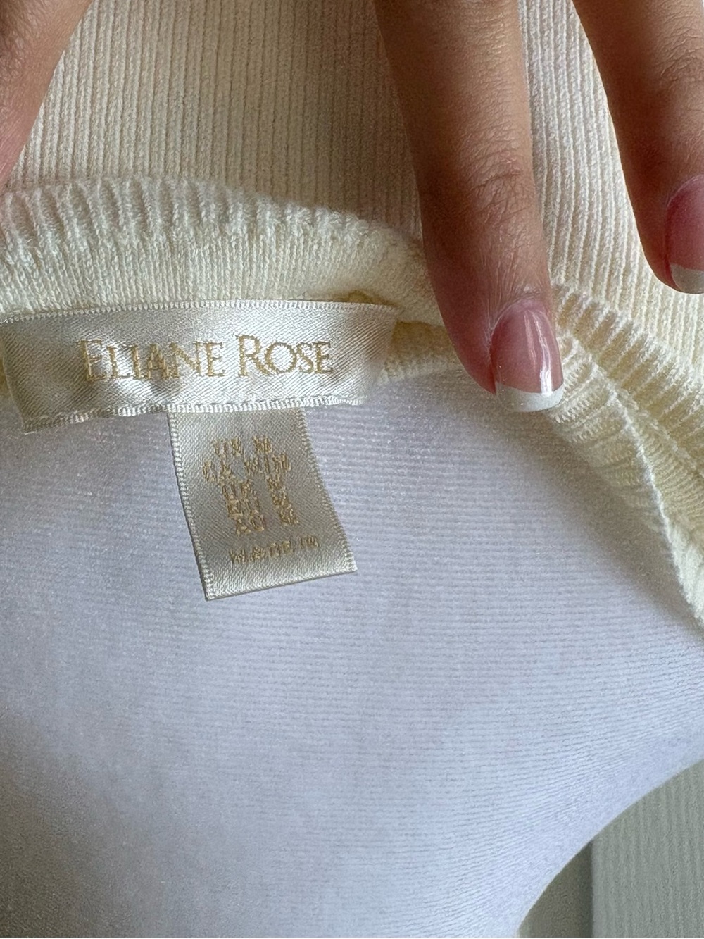 Cream Scoop Neck Rib-Hem Button front Top - Picture 5 of 5